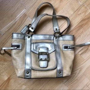 ❌SOLD❌ Gold and Straw Coach Purse
